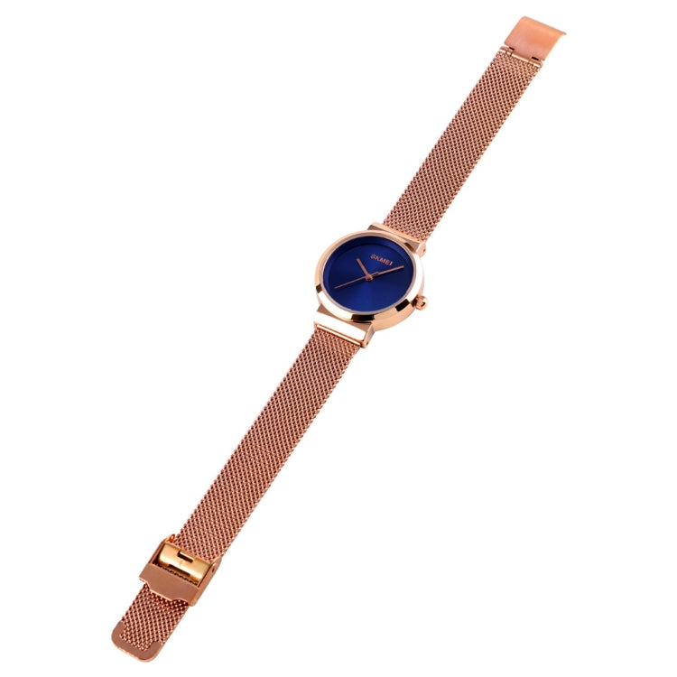 Montre Femme Skmei 1595 Tendance Élégante sans Échelle Bracelet en Acier Maillé Étanche Business Étudiante à Quartz