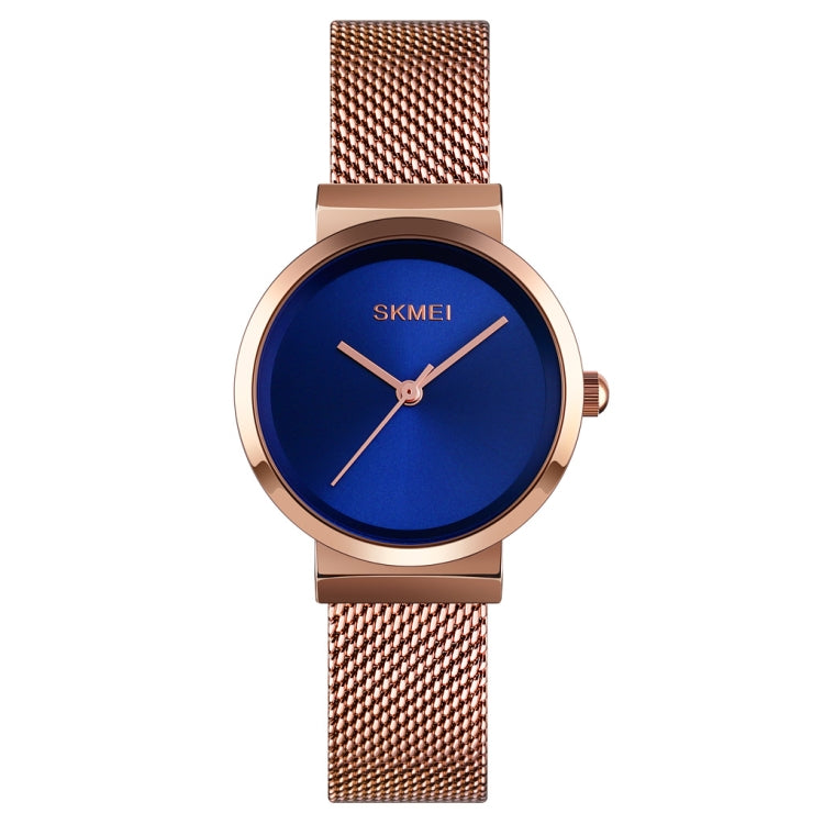 Montre Femme Skmei 1595 Tendance Élégante sans Échelle Bracelet en Acier Maillé Étanche Business Étudiante à Quartz