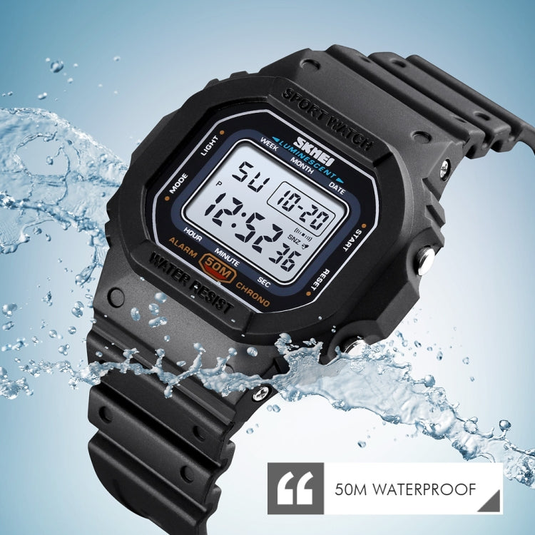 Montre électronique multifonction Skmei 1608 pour étudiant, étanche, avec chronométrage, en silicone, sport