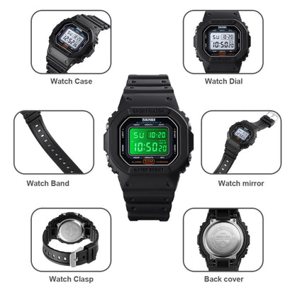 Montre électronique multifonction Skmei 1608 pour étudiant, étanche, avec chronométrage, en silicone, sport