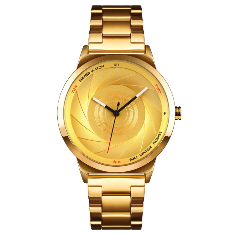 Skmei 9210 Montre-bracelet Homme Tendance Affaires Surface Tridimensionnelle Simple Étanche Or Quartz Montre Homme, Pour Hommes