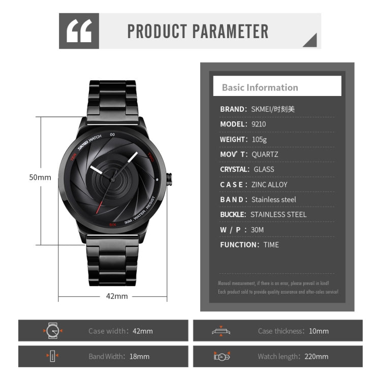 Skmei 9210 Montre-bracelet Homme Tendance Affaires Surface Tridimensionnelle Simple Étanche Or Quartz Montre Homme, Pour Hommes