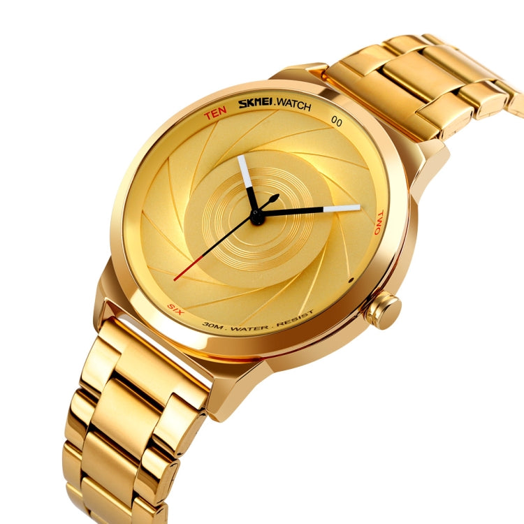 Skmei 9210 Montre-bracelet Homme Tendance Affaires Surface Tridimensionnelle Simple Étanche Or Quartz Montre Homme, Pour Hommes