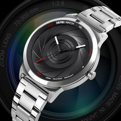 Skmei 9210 Montre-bracelet Homme Tendance Affaires Surface Tridimensionnelle Simple Étanche Or Quartz Montre Homme, Pour Hommes