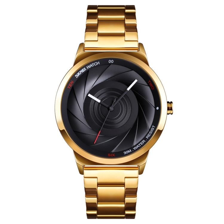 Skmei 9210 Montre-bracelet Homme Tendance Affaires Surface Tridimensionnelle Simple Étanche Or Quartz Montre Homme, Pour Hommes