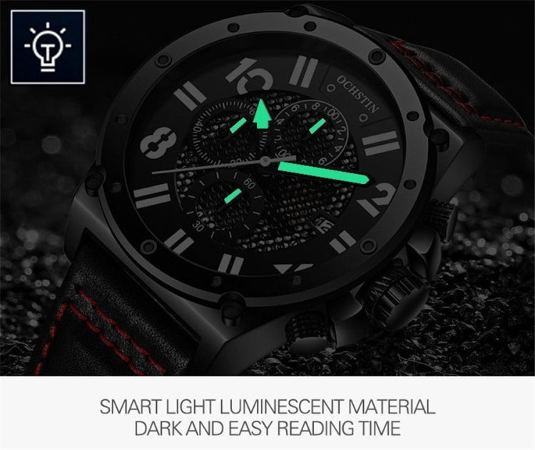 Montre Homme Ochstin 6122 Multifonction Quartz Sport Lumineuse Étanche Calendrier Cuir