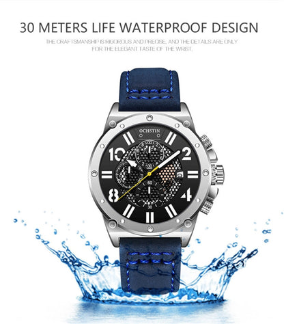 Montre Homme Ochstin 6122 Multifonction Quartz Sport Lumineuse Étanche Calendrier Cuir
