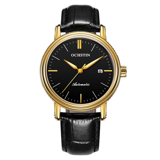 Montre mécanique automatique Ochstin 2024 pour homme, étanche, avec calendrier et bracelet en cuir, idéale pour les affaires.