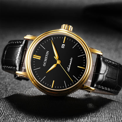 Ochstin 2024 Montre mécanique automatique pour hommes Étanche Calendrier Cuir Affaires Montre mécanique pour hommes