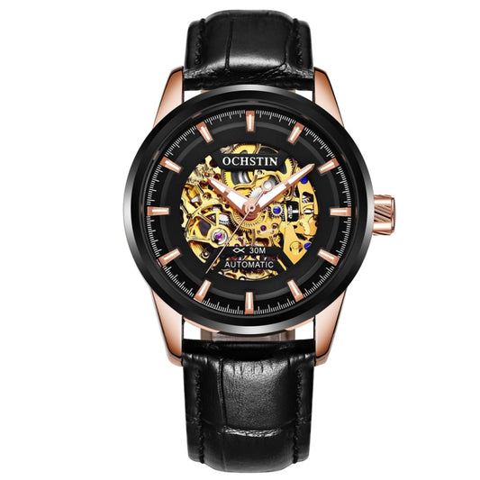 Montre mécanique automatique Ochstin 2002C pour homme, bracelet en cuir creux, étanche, avec éclairage nocturne.