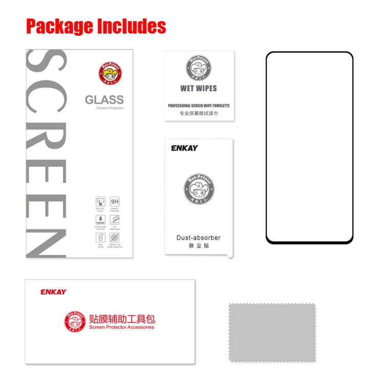 ENKAY Hat-Prince Full Glue 0.26mm 9H 2.5D Tempered Glass Full Coverage Film, For Xiaomi Redmi K30/K30 Pro, For Xiaomi Redmi Note 9/Note 9 Pro