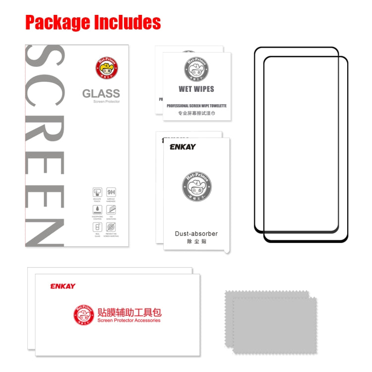 2 PCS ENKAY Hat-Prince Full Glue 0.26mm 9H 2.5D Tempered Glass Full Coverage Film, For Xiaomi Redmi K30/K30 Pro, For Xiaomi Redmi Note 9/Note 9 Pro
