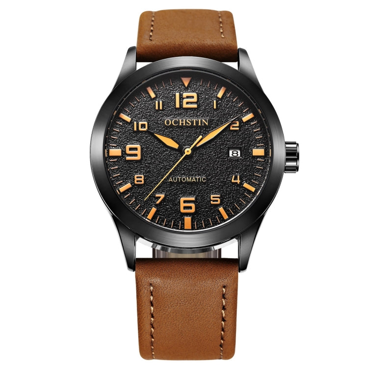 Ochstin 62028 Fashion Vollautomatische Mechanische Uhr Wasserdichte Herren Freizeituhr Mechanische Uhr Kalender Leder Uhr