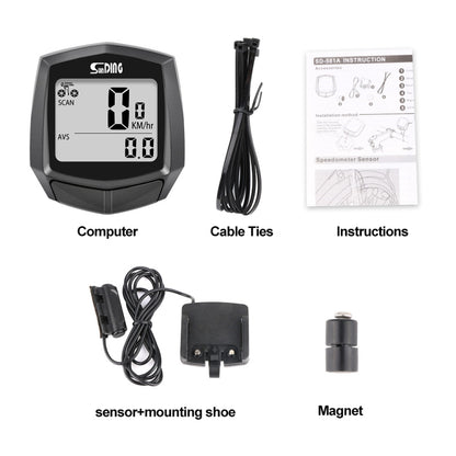 SUNDING SD-581A Bike Wired Computer Speedometer Odometer Cycling Bicycle Waterproof Measurable Temperature Stopwatch, SUNDING SD-581A