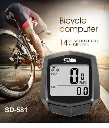 SUNDING SD-581A Bike Wired Computer Speedometer Odometer Cycling Bicycle Waterproof Measurable Temperature Stopwatch, SUNDING SD-581A