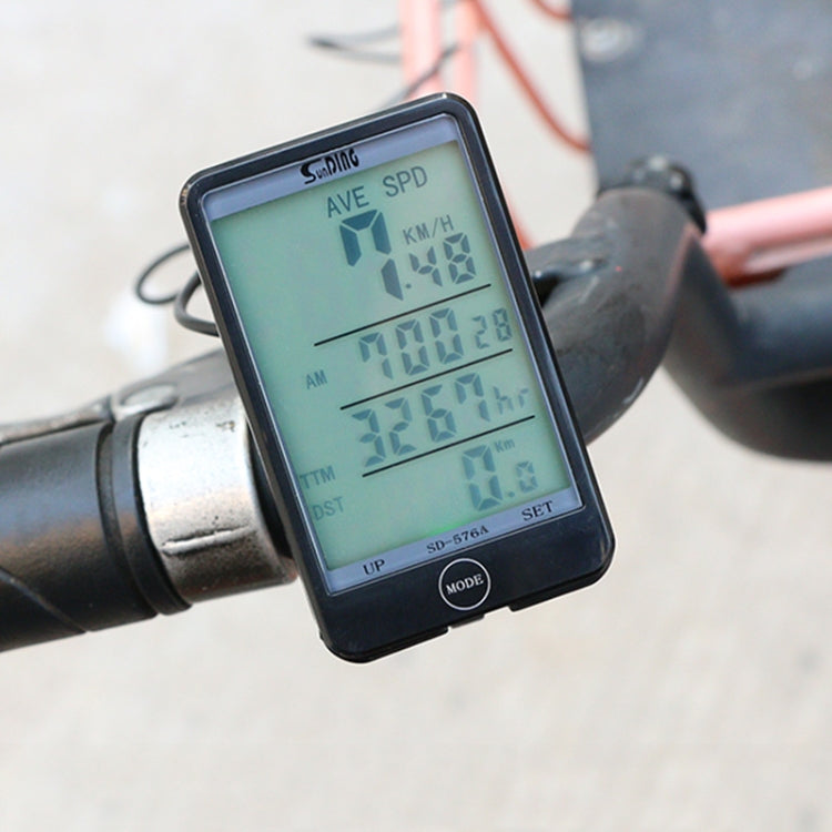 SUNDING SD-576A Waterproof Bike Cycling Odometer Stopwatch LED Digital Rate Speedometer Watch, SD-576A