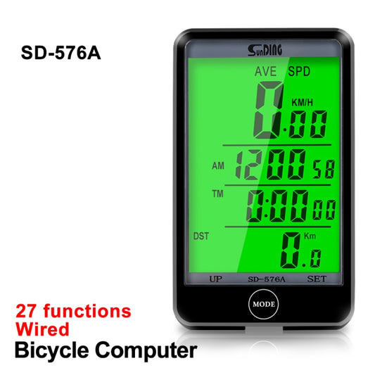 SUNDING SD-576A Waterproof Bike Cycling Odometer Stopwatch LED Digital Rate Speedometer Watch, SD-576A