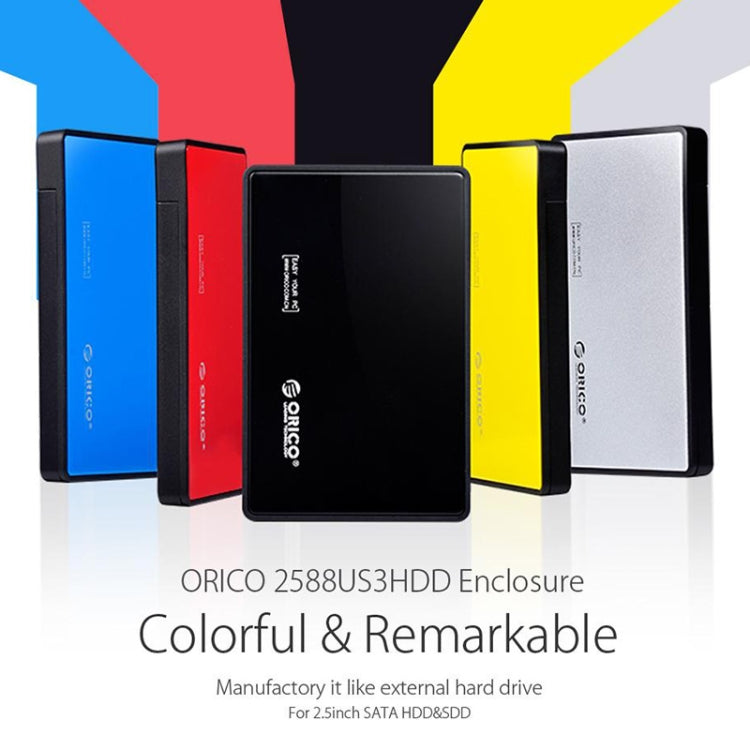 ORICO 2588US3-V1 2.5 inch USB3.0 Hard Drive Enclosure, Silver, Red, Blue, Black