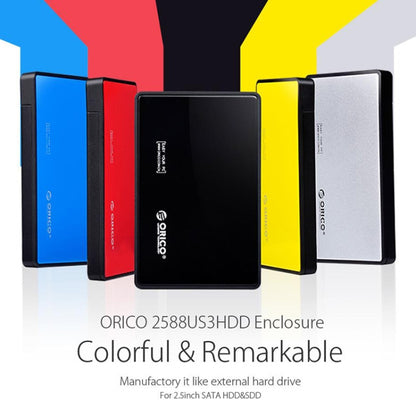 ORICO 2588US3-V1 2.5 inch USB3.0 Hard Drive Enclosure, Silver, Red, Blue, Black