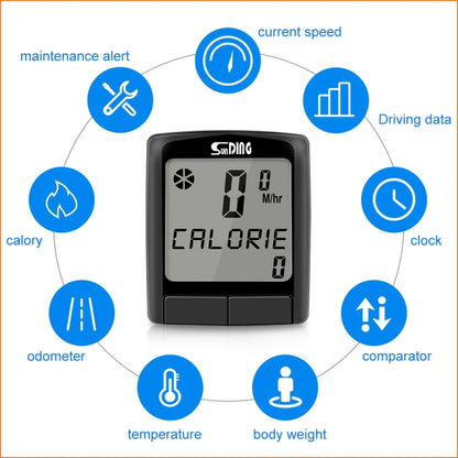 SUNDING SD-565B Wireless Waterproof Bicycle Computer Bike Speedometer MTB Cycling LCD Digital Display Odometer Stopwatch, SD-565B