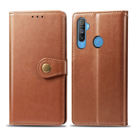 For OPPO Realme C3 Retro Solid Color Leather Buckle Phone Case with Lanyard & Photo Frame & Card Slot & Wallet & Stand Function, For OPPO Realme C3