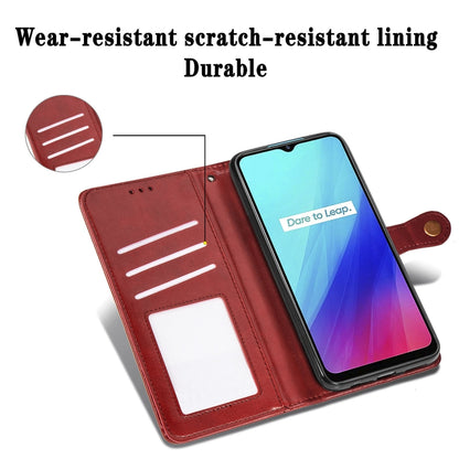 For OPPO Realme C3 Retro Solid Color Leather Buckle Phone Case with Lanyard & Photo Frame & Card Slot & Wallet & Stand Function, For OPPO Realme C3