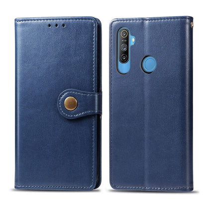 For OPPO Realme C3 Retro Solid Color Leather Buckle Phone Case with Lanyard & Photo Frame & Card Slot & Wallet & Stand Function, For OPPO Realme C3