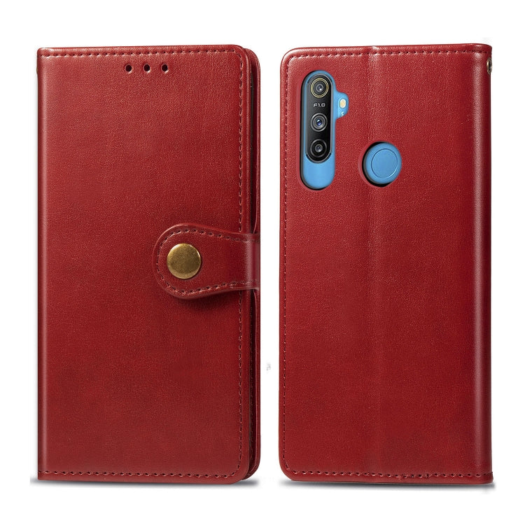 For OPPO Realme C3 Retro Solid Color Leather Buckle Phone Case with Lanyard & Photo Frame & Card Slot & Wallet & Stand Function, For OPPO Realme C3