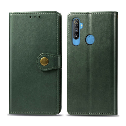 For OPPO Realme C3 Retro Solid Color Leather Buckle Phone Case with Lanyard & Photo Frame & Card Slot & Wallet & Stand Function, For OPPO Realme C3