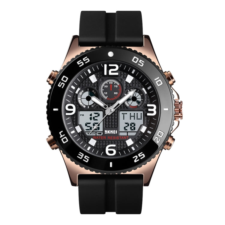 SKMEI 1538 Montre électronique sportive décontractée pour homme avec grand cadran et bracelet en acier multifonction