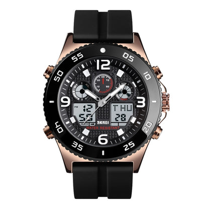 SKMEI 1538 Montre électronique sportive décontractée pour homme avec grand cadran et bracelet en acier multifonction