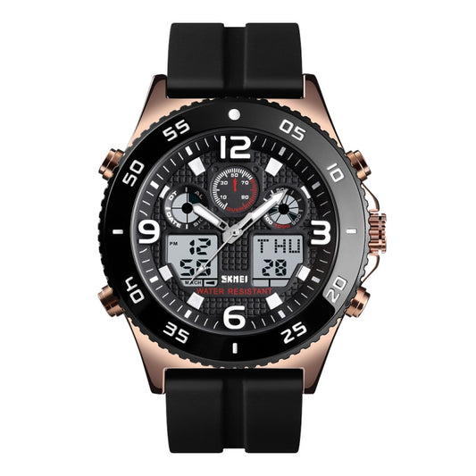 SKMEI 1538 Multi-Function Time Large Dial Steel Belt Men  Casual Sports Electronic Watch