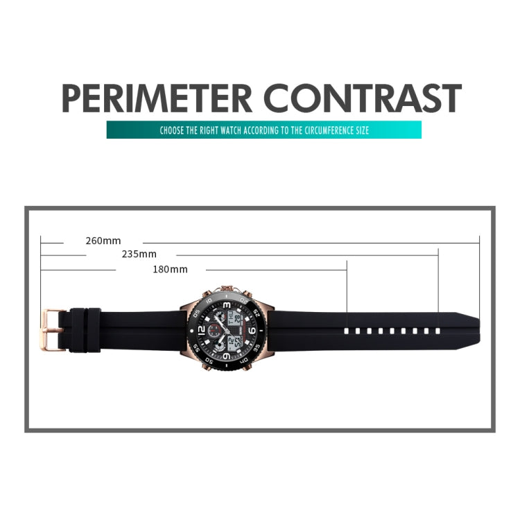 SKMEI 1538 Montre électronique sportive décontractée pour homme avec grand cadran et bracelet en acier multifonction