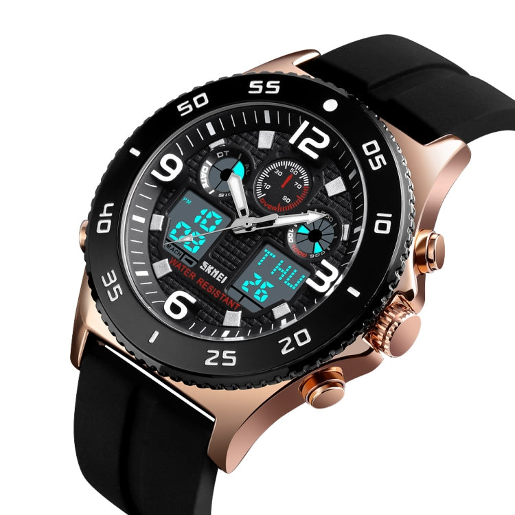 SKMEI 1538 Montre électronique sportive décontractée pour homme avec grand cadran et bracelet en acier multifonction