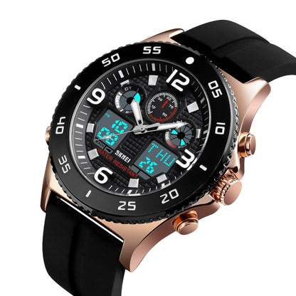 SKMEI 1538 Montre électronique sportive décontractée pour homme avec grand cadran et bracelet en acier multifonction