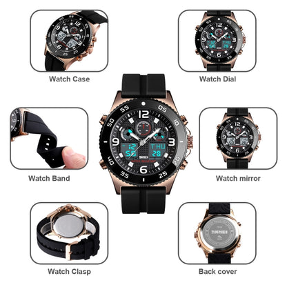 SKMEI 1538 Montre électronique sportive décontractée pour homme avec grand cadran et bracelet en acier multifonction
