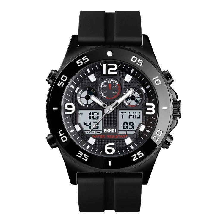 SKMEI 1538 Montre électronique sportive décontractée pour homme avec grand cadran et bracelet en acier multifonction