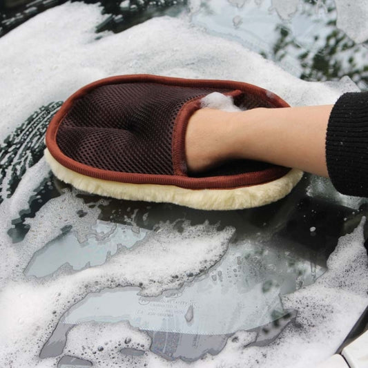 Gants de Lavage Doux en Laine pour Voiture, Brosse de Nettoyage, Produits d'Entretien pour Moto, Marron, Gants de Lavage