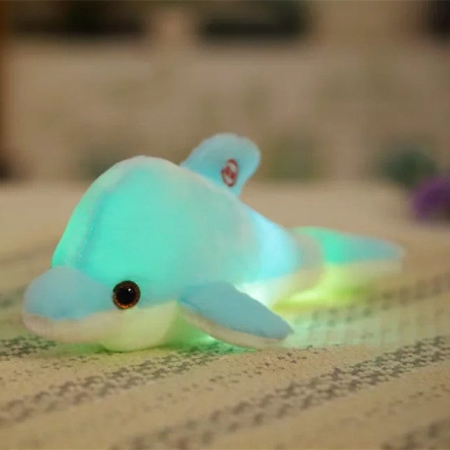 32 cm adorable jouet en peluche dauphin créatif, coussin lumineux à LED