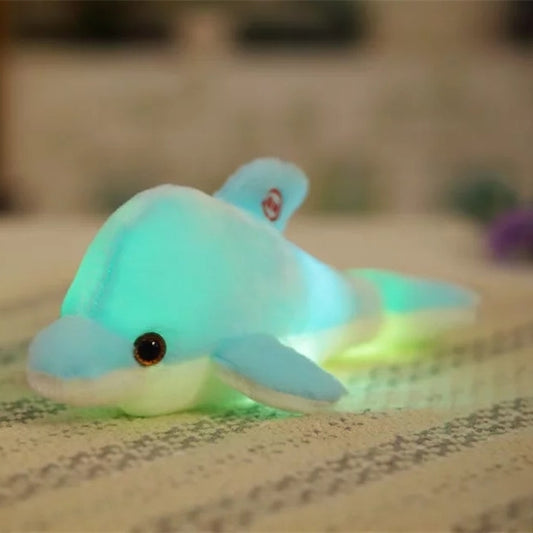 32 cm adorable jouet en peluche dauphin créatif, coussin lumineux à LED