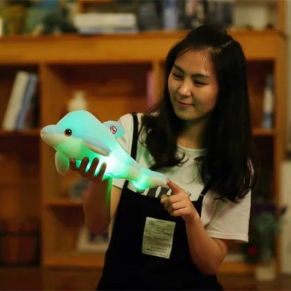 32 cm adorable jouet en peluche dauphin créatif, coussin lumineux à LED