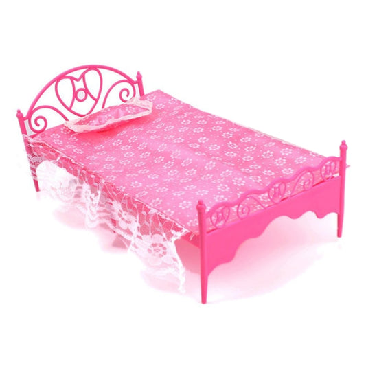 Mini Lit en Plastique Mignon pour Poupées, Meuble de Chambre de Maison de Poupée, Livraison de Couleur Aléatoire, Lit en Plastique