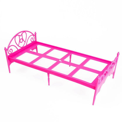 Mini Lit en Plastique Mignon pour Poupées, Meuble de Chambre de Maison de Poupée, Livraison de Couleur Aléatoire, Lit en Plastique