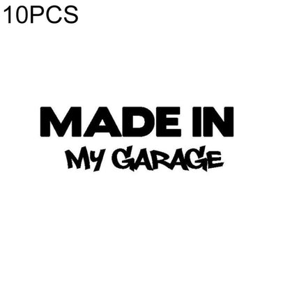 10 autocollants de voiture « FABRIQUÉ DANS MON GARAGE », style cool, taille : 17,8 x 5,9 cm, noir, argent