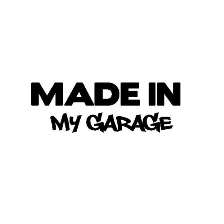 10 autocollants de voiture « FABRIQUÉ DANS MON GARAGE », style cool, taille : 17,8 x 5,9 cm, noir, argent