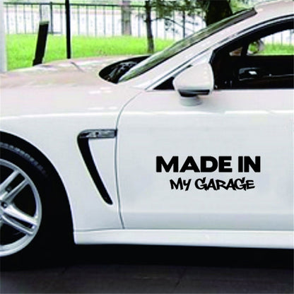 10 autocollants de voiture « FABRIQUÉ DANS MON GARAGE », style cool, taille : 17,8 x 5,9 cm, noir, argent