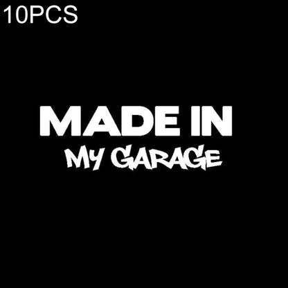 10 autocollants de voiture « FABRIQUÉ DANS MON GARAGE », style cool, taille : 17,8 x 5,9 cm, noir, argent