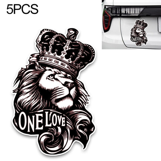 5 PCS YJZT One Love Lion Crown PVC Animal Car Sticker, 10x15.3CM, Lion Crown
