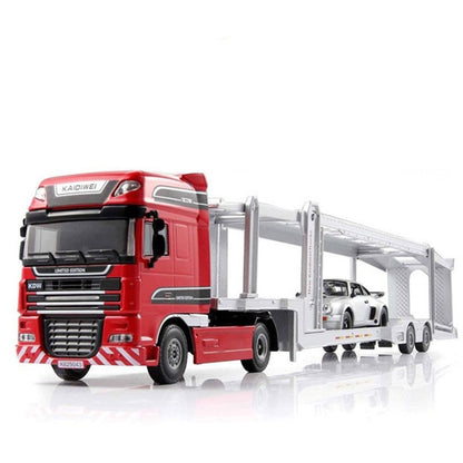 Camion transporteur de voitures à double étage en alliage 1:50, modèle de véhicule moulé sous pression, jouet