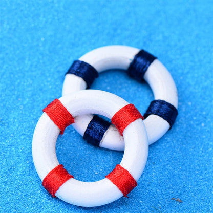 2 PCS Mini Lifebuoy Beach Seaside Model Material